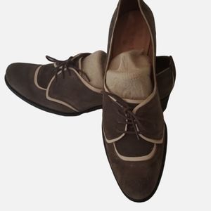 COCLICO LEATHER SUEDE WOMENS LACE-UP SHOES 1.5" HEELS SIZE 38(7.5) LAST …